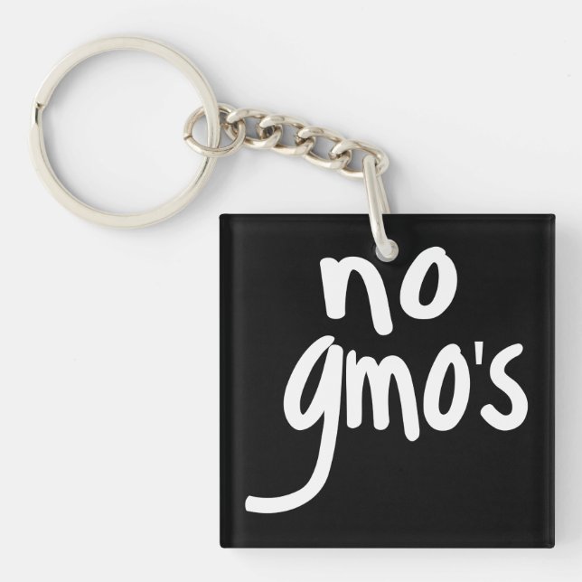 No GMO's for Heathy Food Environment White Key Ring (Front)