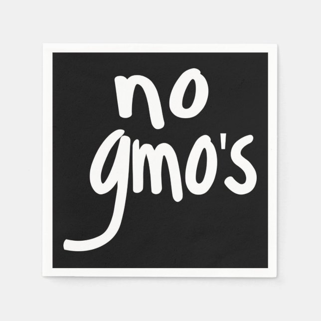 No GMO's for Heathy Food Promotional Black Napkin (Front)