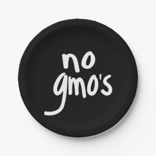 No GMO's for Heathy Food Promotional Black Paper Plate