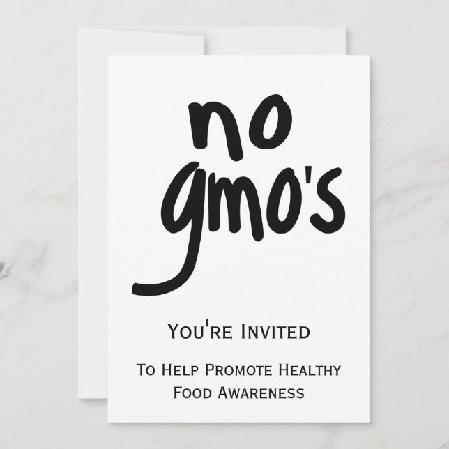 No GMO's Promote Labelling Laws White Invitation (Front)