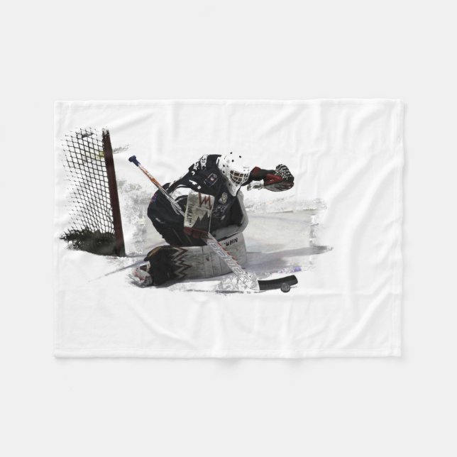 No Goal Here! - Hockey Player Fleece Blanket (Front (Horizontal))