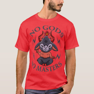 No Gods No Masters Baphomet Pentagram Atheist Sata T-Shirt