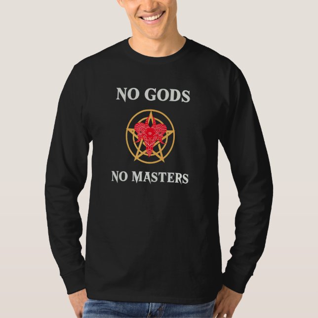 No God's No Masters Goat's Head Baphomet Demon Pen T-Shirt (Front)