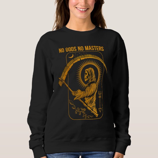 No Gods No Masters Satanic Evil Baphomet Tarot Dea Sweatshirt (Front)
