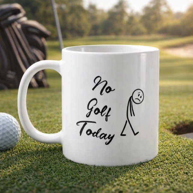 No Golf Today Funny Sad Stickman Meme Golfer Coffee Mug (Creator Uploaded)