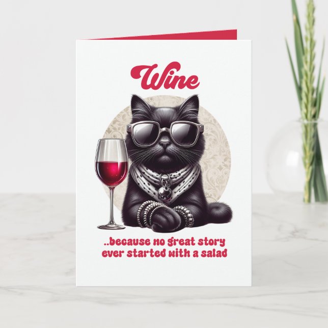 No Great Story Started With a Salad Funny Cat Card (Front)