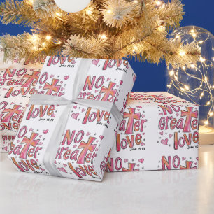 No Greater Love Jesus Valentine Christmas Christia Wrapping Paper