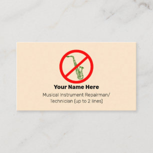 No Green Saxes Instrument Tech Blanched Almond Business Card