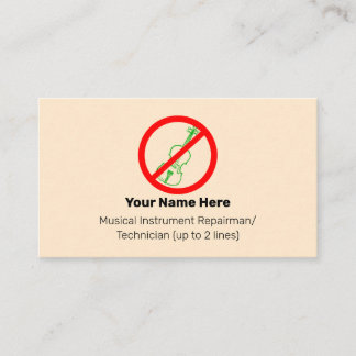 No Green Violins Instrument Tech Blanched Almond Business Card