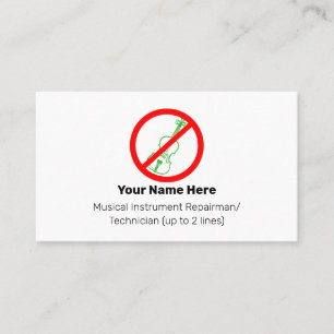 No Green Violins Instrument Tech White Business Card
