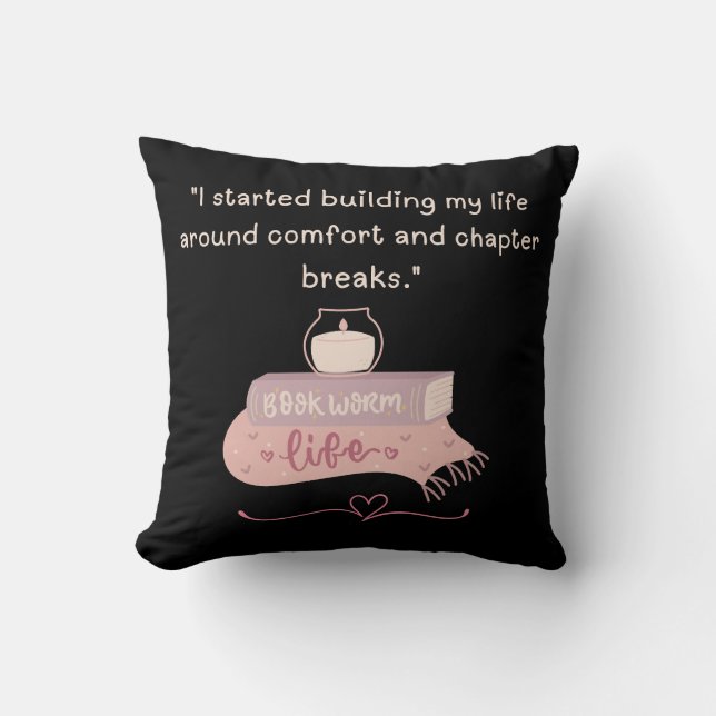 No-Guilt Reader Life Throw Pillow (Front)