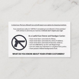 No Guns Allowed Card