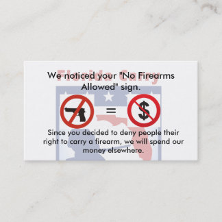 No guns no money! business card