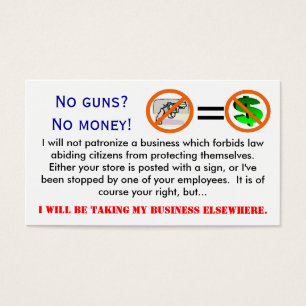 No guns = No money business card