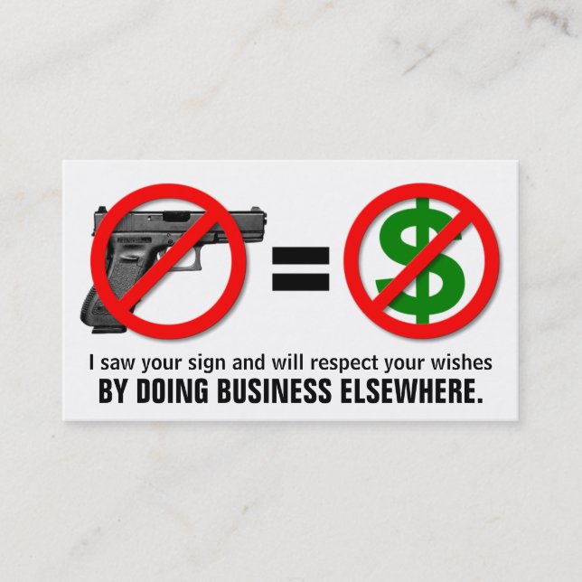 "No Guns, No Money" Customisable Business Card (Front)