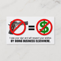 "No Guns No Money" Missouri CCW Business Card (1L)