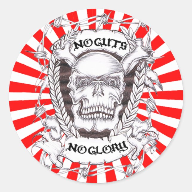no guts no glory classic round sticker (Front)