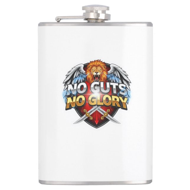 No Guts, No Glory: Motivational & Success Mindset Hip Flask (Front)