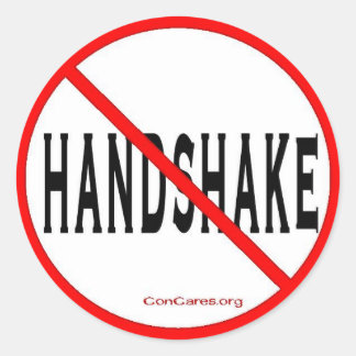 No Handshake-3 Inch Sticker-Sheet of 6 Classic Round Sticker