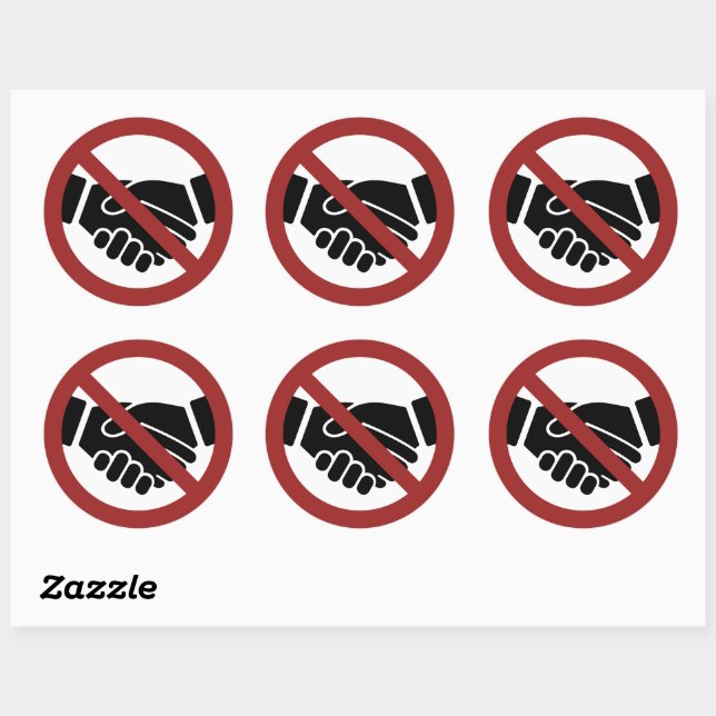 No Handshaking Classic Round Sticker (Sheet)
