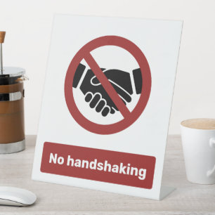 No Handshaking Pedestal Sign