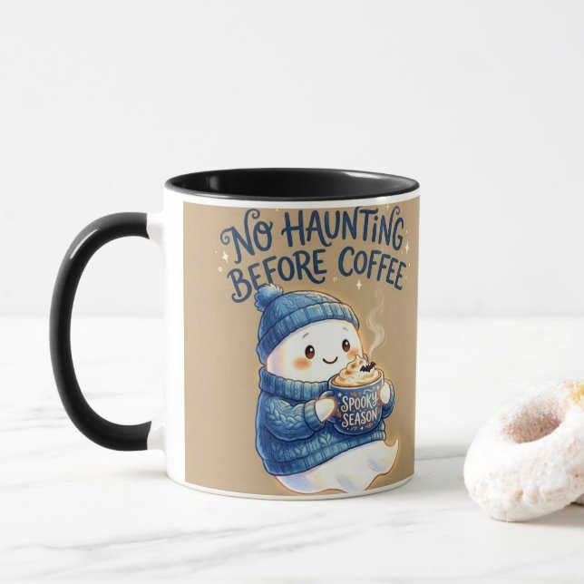 No Haunting Before Coffee Mug (With Donut)