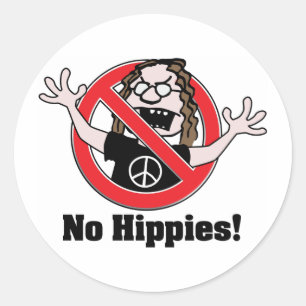No Hippies! Classic Round Sticker