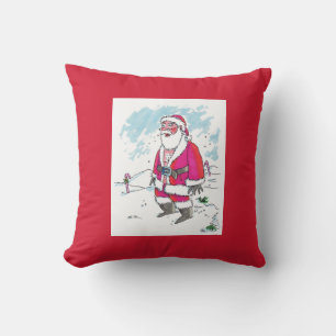 No Ho-Ho-Ho square red throw pillow