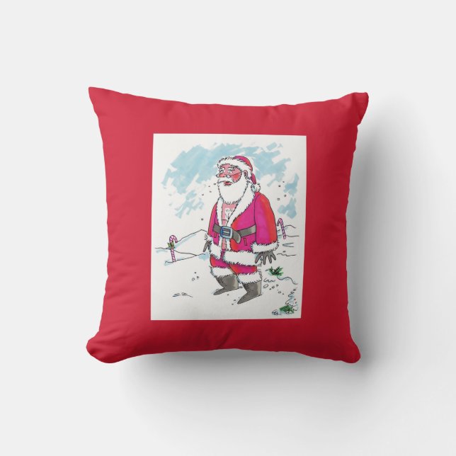 No Ho-Ho-Ho square red throw pillow (Front)