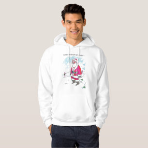No Ho-Ho-Ho w text men white hooded sweatshirt