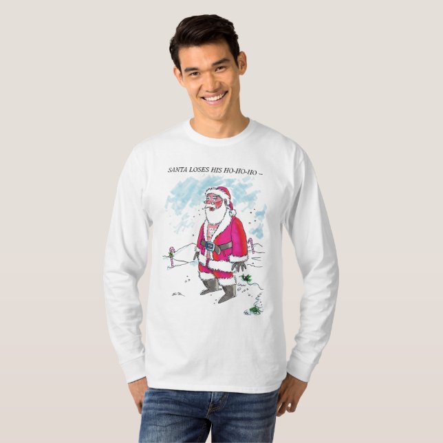 No Ho-Ho-Ho w text men white long sleeve shirt (Front Full)