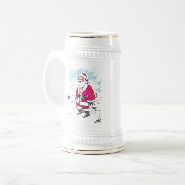 No Ho-Ho-Ho white stein w gold trim (Front Left)