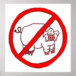 No Hogs Circle Poster
