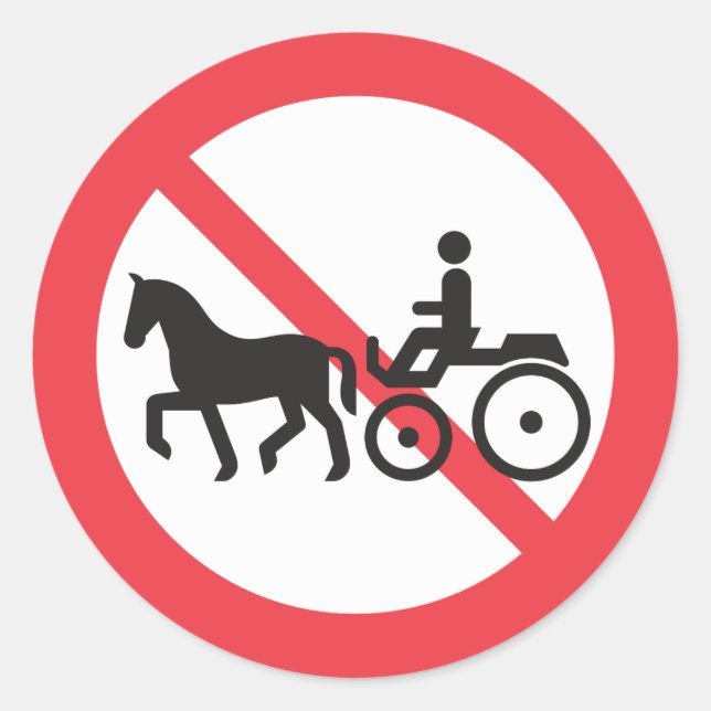 No Horse Drawn Vehicles Sign Classic Round Sticker (Front)