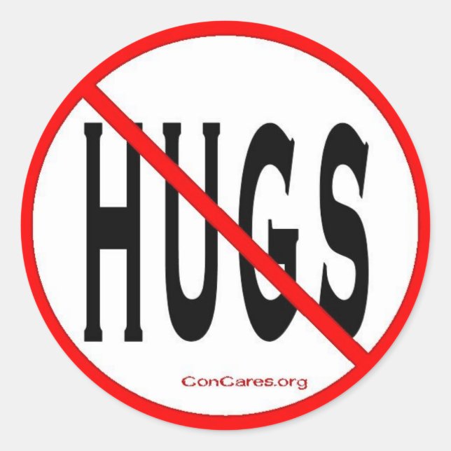 No Hugs-Large 3" stickers-Sheet of 6 Classic Round Sticker (Front)