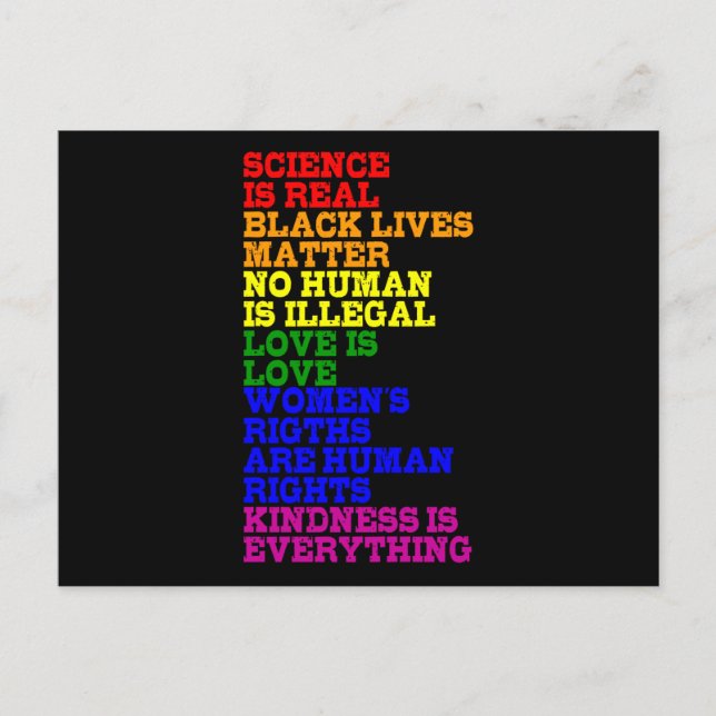 NO HUMAN IS ILLEGAL LGBT Pride Month LGBTQ Rainbow Postcard (Front)