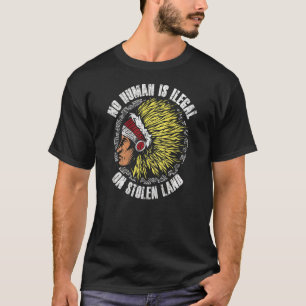 No Human Is Illegal On Stolen Land On Back T-Shirt