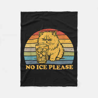 No ice please funny cat meme men women fleece blanket