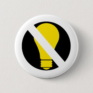 no incandescent bulbs 6 cm round badge