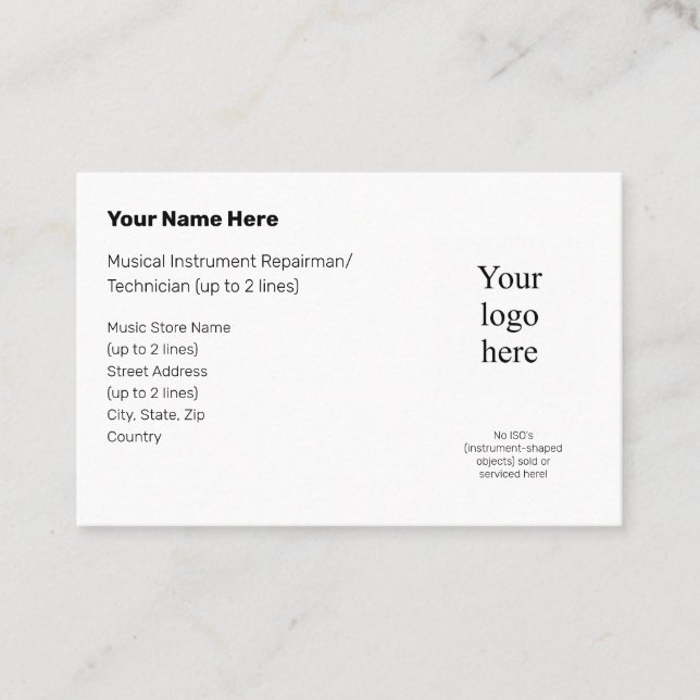 No Instrument-Shaped Objects Euro Business Card (Front)
