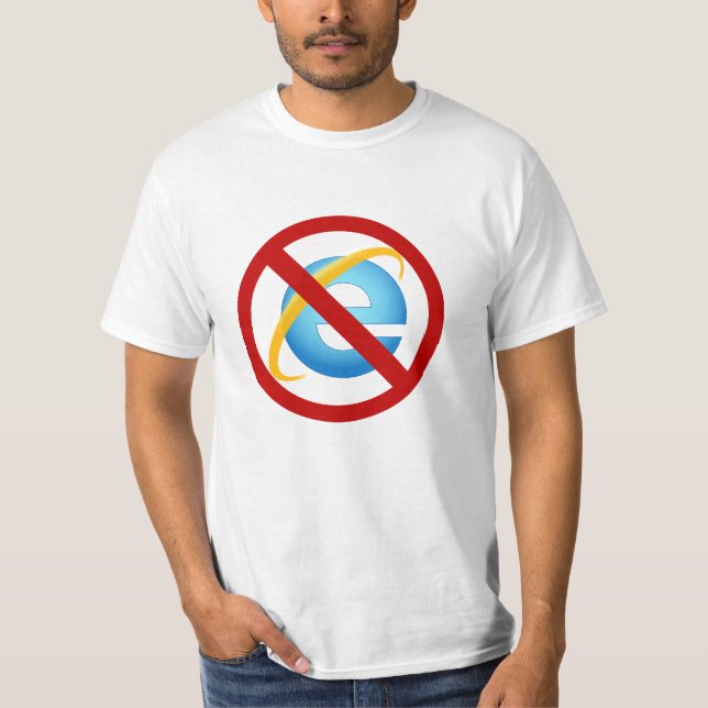No Internet Explorer T-Shirt (Solid Strike) (Front)