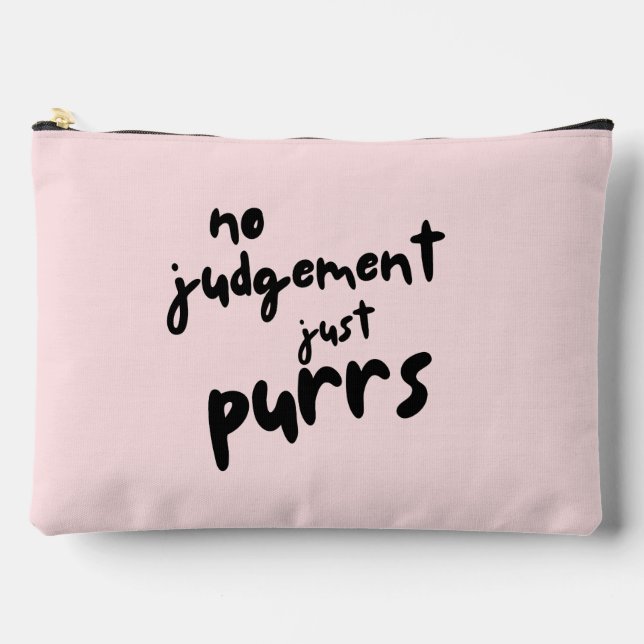 'No Judgement, Just Purrs' Black Typography Pet  Accessory Pouch (Front)