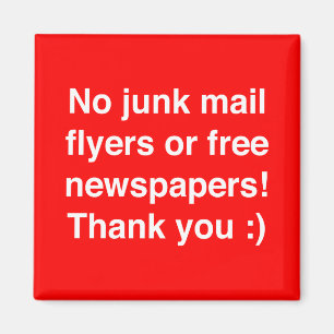 No junk mail - magnetic - sign! magnet