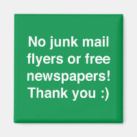 No junk mail - magnetic - sign!