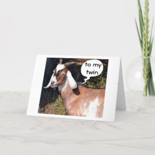 NO KIDDING SAYS GOAT-HAPPY BIRTHDAY TWIN CARD