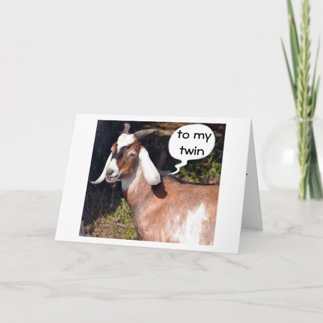 NO KIDDING SAYS GOAT-HAPPY BIRTHDAY TWIN CARD (Front)