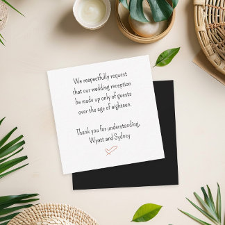 No Kids at the Wedding Message Enclosure Cards