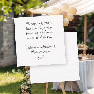 No Kids at the Wedding Message Enclosure Cards