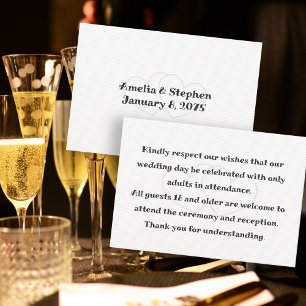 No Kids at Wedding Message White Enclosure Cards