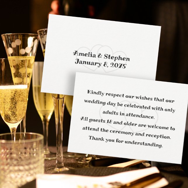 No Kids at Wedding Message White Enclosure Cards (Creator Uploaded)